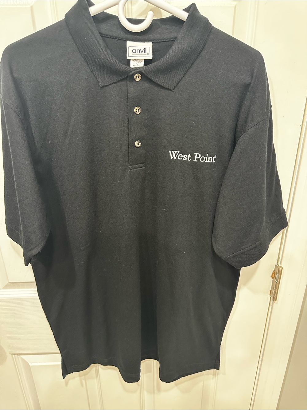 Anvil Black West Point Embroidered Polo